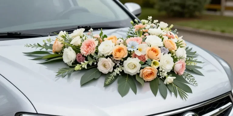 fleur capot voiture mariage